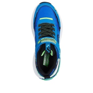 Pantofi sport baieti Skechers Mega Craft 4K Blue L, talpa anti alunecare din cauciuc, captuseala din material textil, exterior din material sintetic, inchidere reglabila cu scai, protectie varf