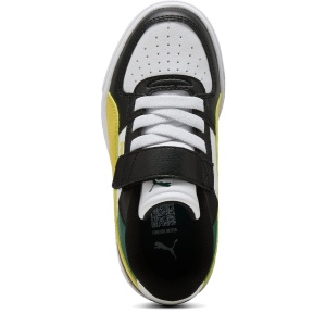 Pantofi sport băieți Puma Caven III Block AC+ PS PUMA Black-Citrus Bloom-PUMA White - vedere de sus și talpa - 406891/06