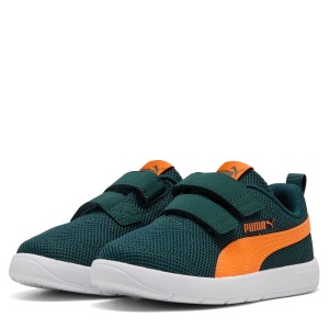 Pantofi sport băieți Puma Courtflex V3 Mesh PS Green Terrain Orange