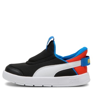 Pantofi sport băieți Puma Courtflex v3 Sliptech Inf Black-white — vedere laterală