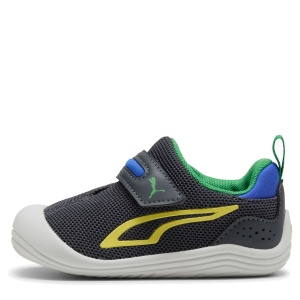 Pantofi sport băieți Puma Kitten Mesh V Inf Strong Gray-Lemon — vedere laterală