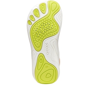 Pantofi sport barefoot băieți Geox Foot-Run Boy Orange Lime Green — talpa