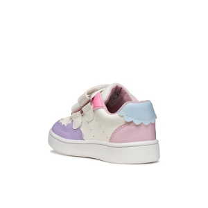 Geox Pantofi sport fete Eclyper Girl Optic White Lt Lilac încălțăminte copii bigstep