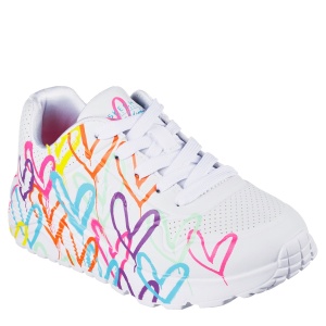 Pantofi Sport fete Skechers Uno Lite Spread The Love White - 69388