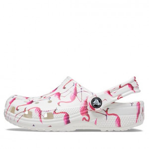 Sandale plaja fete Classic Crocs Pool Party Clog T White