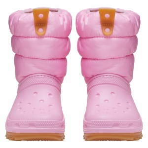 Cizme de zapada impermeabile imblanite fete Crocs Neo Puff Boot Pink Tweed incaltaminte copii bigstep