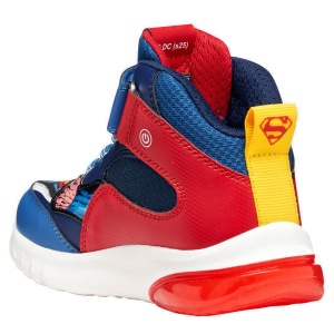 Ghete băieți cu luminițe Geox J Ciberdron Boy Blue Red — vedere din spate