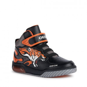 Geox Ghete Baieti J Inek B.C Black Orange incaltaminte copii bigstep