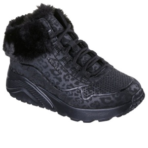 Skechers Ghete fete Uno Lite Cozy Leopard Black L 310362L-BBK incaltaminte copii bigstep