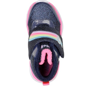 Ghete îmblănite fete Skechers Heart Lights Brilliant Rainbow Navy Pink - Img 4