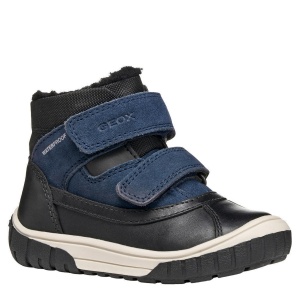 Ghete îmblănite impermeabile băieți Geox Omar WPF Black Navy — vedere în perspectivă