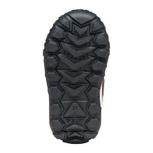 Ghete impermeabile Geox Trekkyup Girl B Abx Burgundy Rose, visiniu cu accente roz, negre si albe, talpă neagra, flexibilă, antialunecare, inchidere dubla cu scai