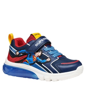 Pantofi sport băieți Geox J Ciberdron Superman Blue Red — vedere în perspectivă