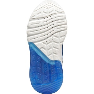 Pantofi sport băieți Geox CIBERDRON JUNIOR Superman, bleumarin cu detalii roșii, vârf întărit, talpă cu LED activată la fiecare pas, închidere cu arici și șiret elastic, logo Superman pe lateral.