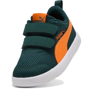 Pantofi sport băieți Puma Courtflex V3 Mesh Inf Green Terrain Orange — vedere în perspectivă