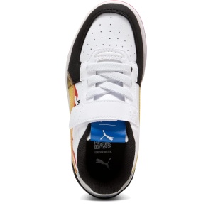Pantofi sport băieți Puma x Hot Wheels Caven 2.0 — vedere de sus și talpa