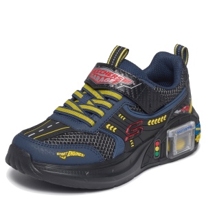Pantofi sport băieți Skechers Garage Bleumarin - vedere laterală detaliată - 402150L/BKNV
