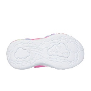 Skechers Pantofi sport fete Eternal Heart Lights Ton of Love Pink N 302697N-HPMT - incaltaminte sport cu leduri, exterior roz combinatie material sintetic si textil, interior captusit cu mateial textil bleu, talpa din EVA cu inimioare colorate si leduri c