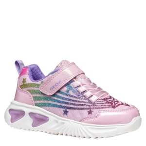 Pantofi sport fete Geox J Assister Girl Pink Multicolour — vedere în perspectivă