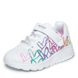 Pantofi sport fete Skechers Uno Lite Alb - vedere laterală detaliată - 314099N/WMLT