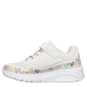 Pantofi sport fete Skechers Uno Lite Heart Craze White Multi mărimi 27-36 — vedere din față