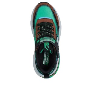 Pantofi sport baieti Skechers Mega Craft 4K Brown Green L, talpa anti alunecare din cauciuc, captuseala din material textil, exterior din material sintetic, inchidere reglabila cu scai, protectie varf