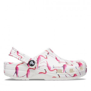 Sandale plaja fete Classic Crocs Pool Party Clog T White