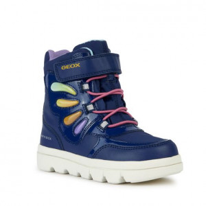 Geox Cizme imblanite impermeabile fete J Willaboom B ABX Navy Multicolor incaltaminte copii bigstep