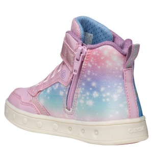 Ghete fete cu luminițe Geox J Skylin Girl Pink — vedere din spate
