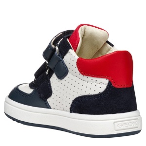 Pantofi băieți Geox Biglia Boy White Navy — vedere din spate