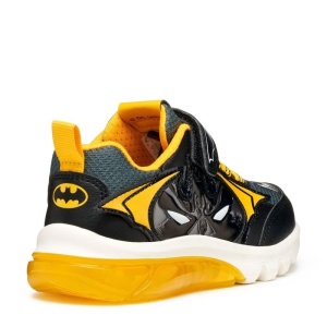 Pantofi sport cu leduri Geox J Ciberdron Boy Black Yellow culoarea pantofilor negru cu accente galbene, talpă alb cu galben, flexibilă,