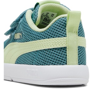 Pantofi sport băieți Puma Courtflex V3 Mesh Inf Baltic Sea Blue-Apple — detaliu călcâi