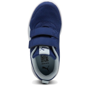 Pantofi sport băieți Puma Courtflex V3 Mesh PS Blue Jewel-Lucite — vedere de sus și talpa