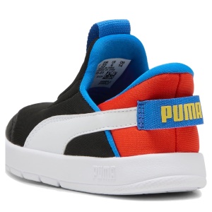 Pantofi sport băieți Puma Courtflex v3 Sliptech Inf Black-white — detaliu călcâi