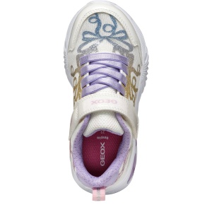 Pantofi sport fete Geox Assister Girl White Multicolor — vedere de sus