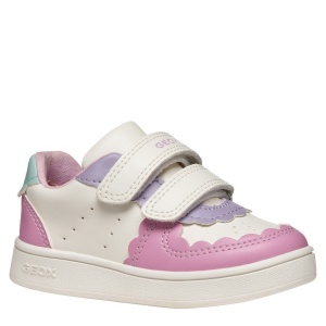 Pantofi sport fete Geox Eclyper White Pink — vedere în perspectivă