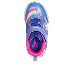 Pantof sport Skechers Unicorn Dreams pentru fete, albastru cu unicorn 3D, curcubeu si lumini LED