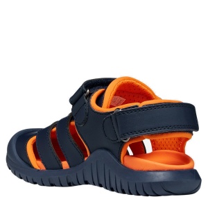 Sandale plajă băieți Geox Fusbetto Pro Bo Navy Orange — vedere din spate