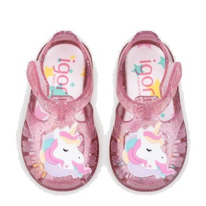 Sandale plajă fete Igor Tobby Unicornio Fucsia Multi Glitter - Img 3