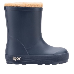 Cizme cauciuc imblanite barefoot baieti Yogi Borreguito Navy