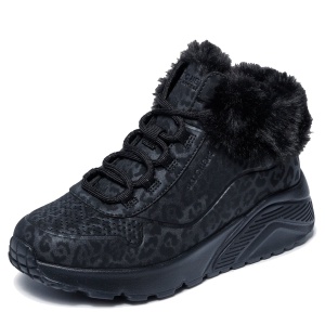 Ghete fete Skechers Uno Lite Cozy Leopard Black — vedere laterală detaliată