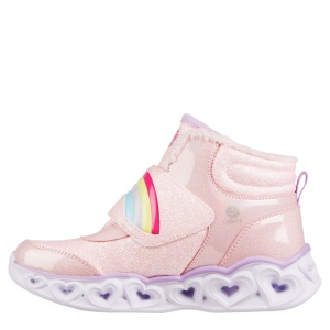 Ghete îmblănite fete Skechers Heart Lights Brilliant Rainbow Pink Lavander - Img 3