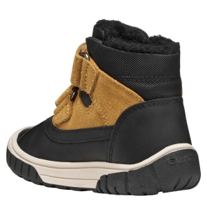 Ghete îmblănite impermeabile băieți Geox Omar WPF Black Dk Yellow — vedere din spate