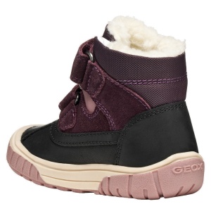 Ghete îmblănite impermeabile fete Geox Omar WPF Black Dk Purple — vedere din spate