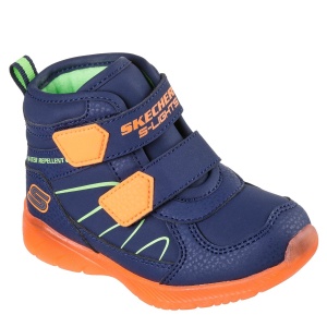 Ghete Water Repelent băieți Skechers Illumi Brights Splash Beams Navy Orange