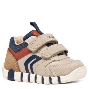 Pantofi sport băieți Geox Iupidoo Boy Lt Taupe/Orange - B3555D/05422/C6181 - față