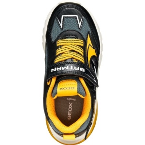 Pantofi sport cu leduri Geox J Ciberdron Boy Black Yellow culoarea pantofilor negru cu accente galbene, talpă alb cu galben, flexibilă,