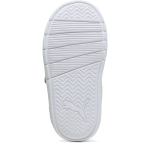 Pantofi sport băieți Puma Courtflex V3 Mesh Inf Baltic Sea Blue-Apple — vedere de sus și talpa