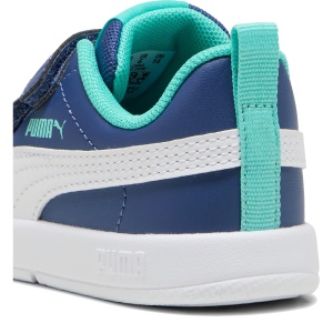 Pantofi sport băieți Puma Courtflex V3 V Inf Blue Crystal White — detaliu călcâi