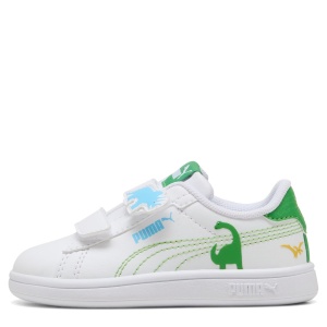 Pantofi sport băieți Puma Smash 3.0 Dino White Green — vedere laterală